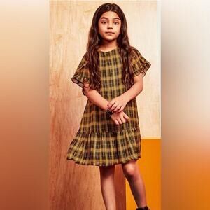 KidPik Ruffle Plaid zipper back dress BNWOT